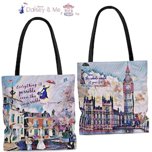Mary Poppins ∙ Casual Tote Bag ∙ Travel Bags for Women ∙ Crossbody Bags for Women ∙ Nanny Gifts ∙ Shower Gift for Mom ∙ Umbrella