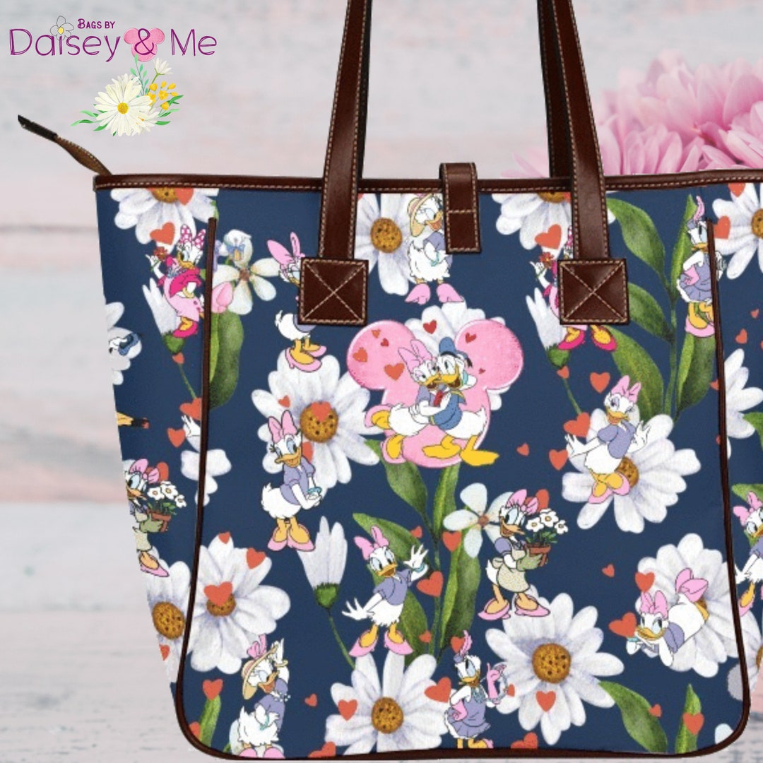 Daisy Rose Tote Shoulder Bag and Matching Clutch - PU Vegan Leather Handbag for Travel Work and School