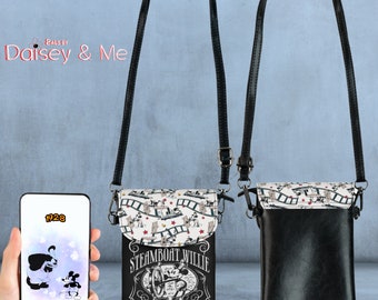 Mickey • Crossbody Cell Phone Shoulder Bag Wallet • Steamboat Willie Bags and Accessories for Travel Weekends or Everyday