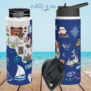 Map Gift • Tumbler with straw Lid • Tumbler • Vacation Gifts • Martha’s Vineyard • Nantucket • Cape Cod • Island • Coastal • Bags and Gifts