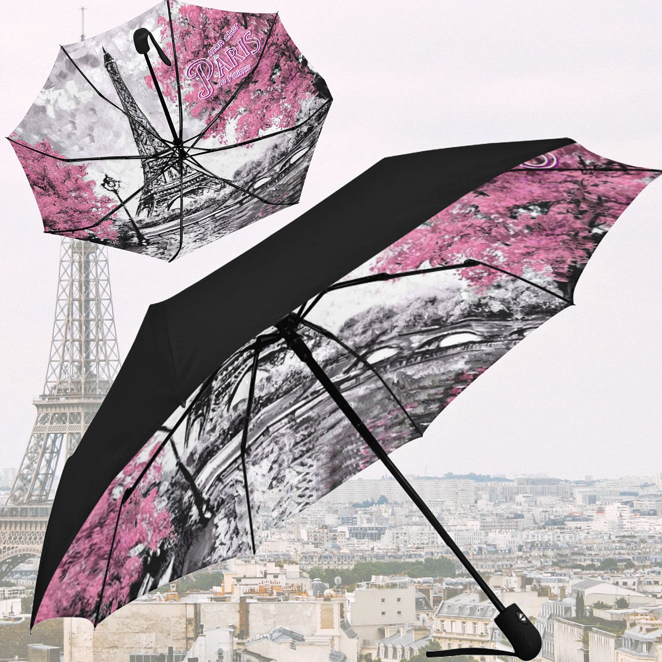 Discover Paris Umbrella, I Love Paris Faux Umbrella, Eiffel Tower Art Umbrella