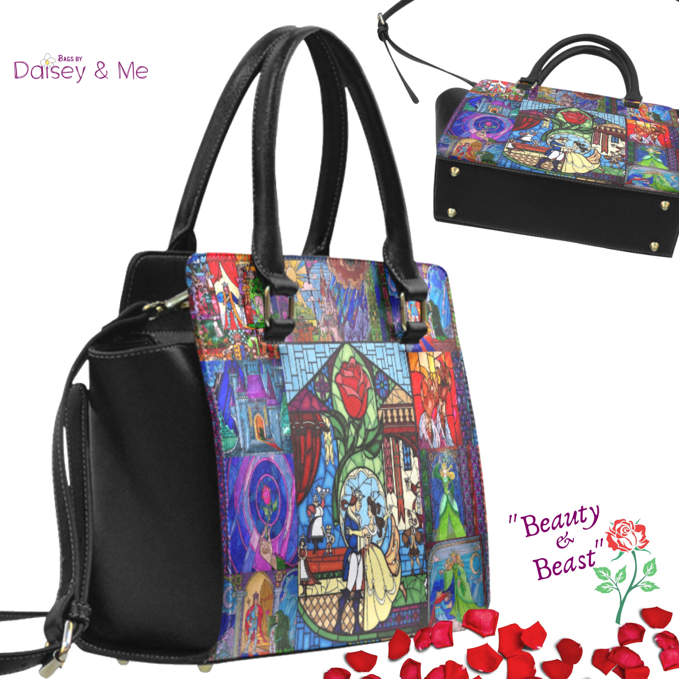 Beauty & the Beast Disney Loungefly Crossbody Bag Purse Satchel Black Roses  | eBay