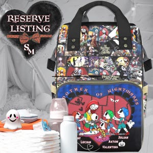 RESERVE LISTING • Personalized • Sally • Mother of Nightmares ∙ Backpack • Sally and Jack ∙ Diaper Bag ∙ Nursing Bag • Halloween Mom Gifts