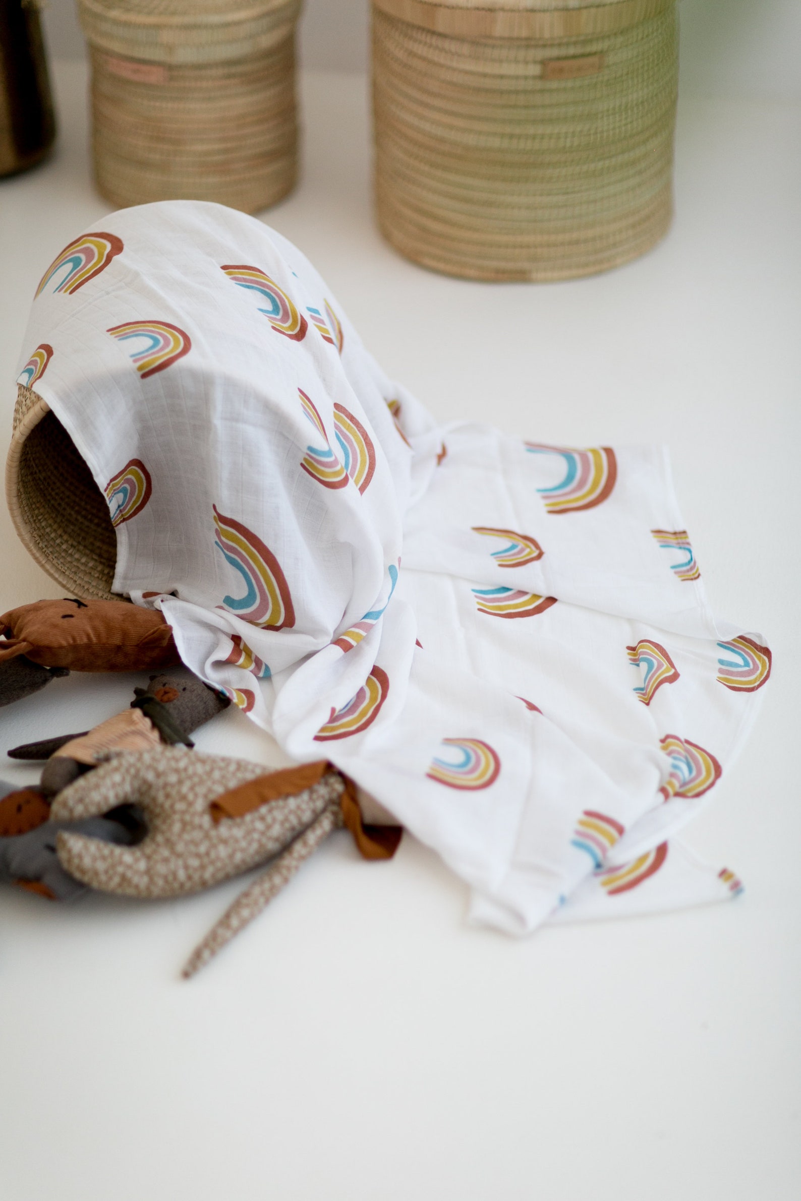 Large Rainbow Muslin, Swaddle Blanket, Baby Girl, Crib Sheet, Nursing Cover, Baby Boy Etsy UK