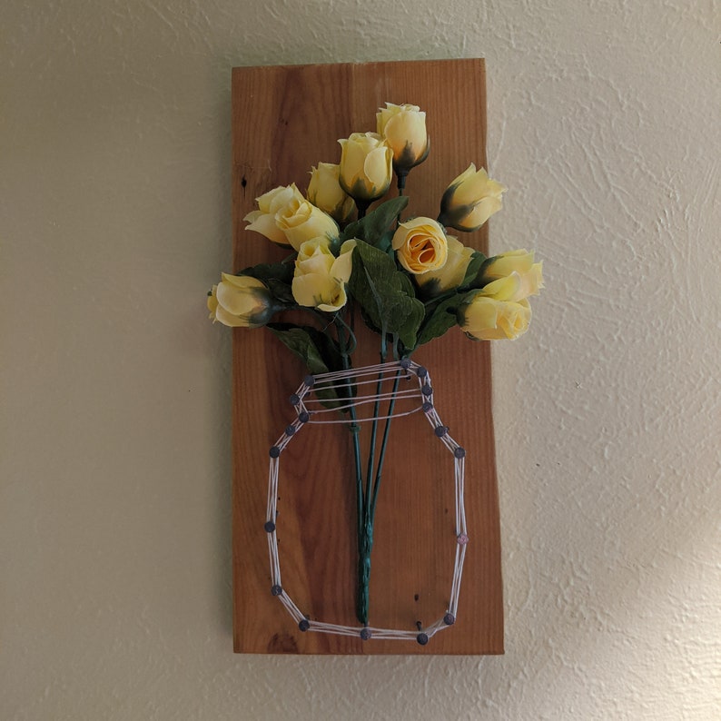 Mason jar string art flower holder decor