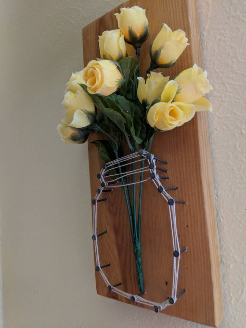 Mason jar string art flower holder decor