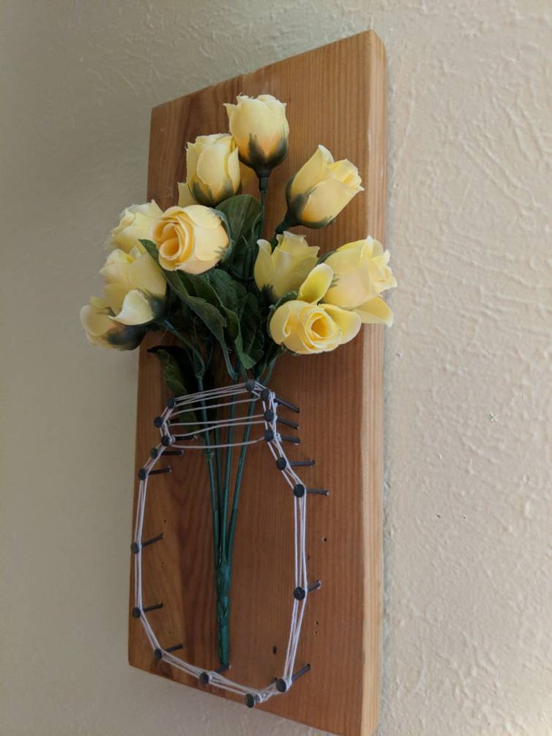 Mason jar string art flower holder decor