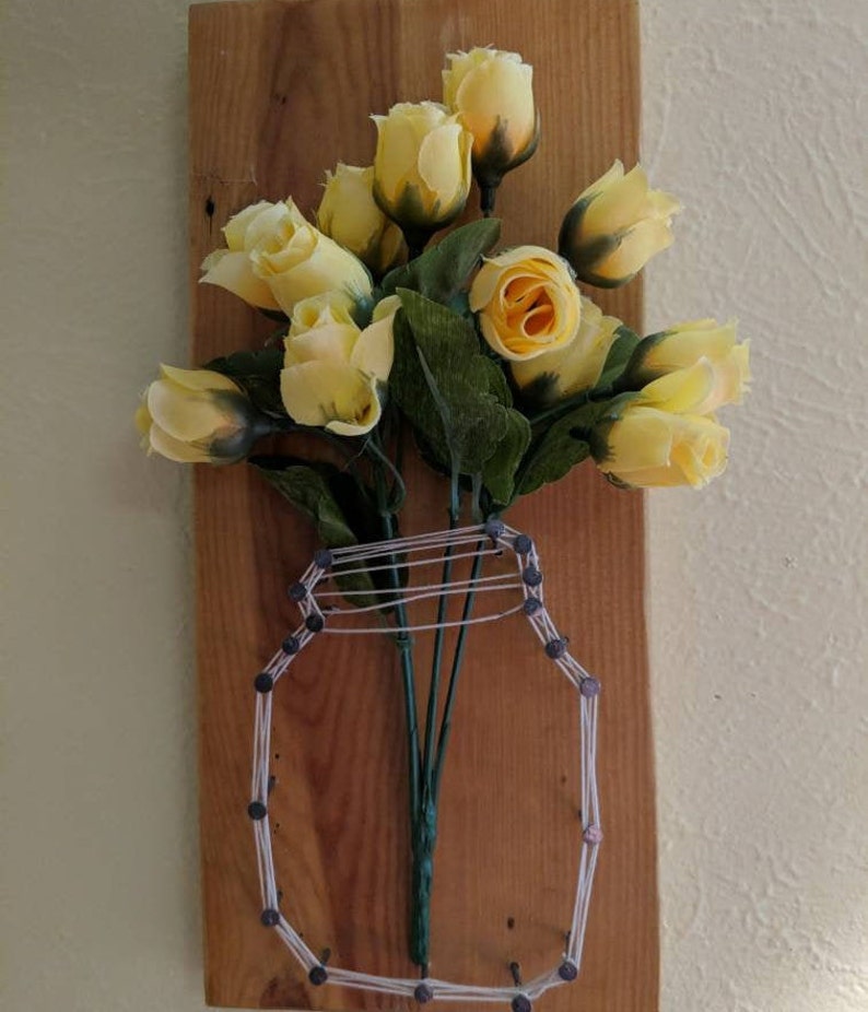 Mason jar string art flower holder decor