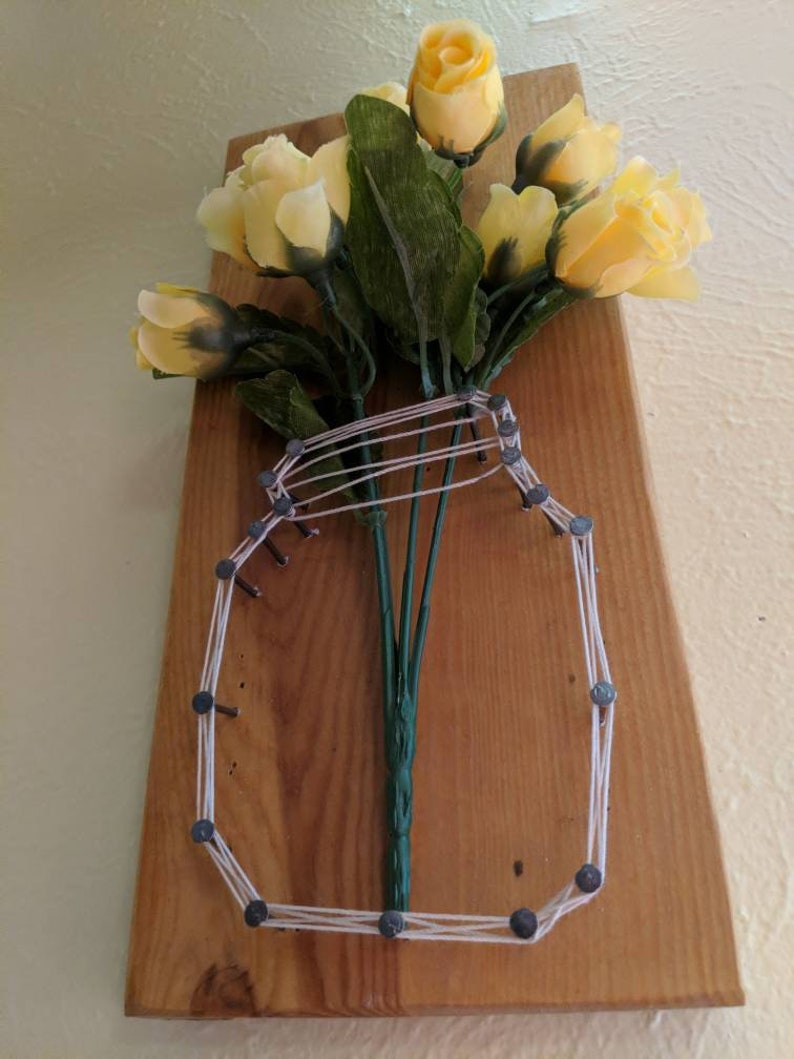 Mason jar string art flower holder decor