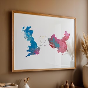 Britain to China - Travel poster - Watercolour print