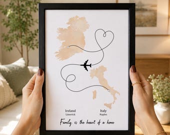 Personalised Map Print with linked locations | Custom Travel Adventures Map Print | Personalised Travel Art for Couples | Anniversary Print