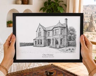 Personalised House Portrait | Custom Home Illustration | House Drawing from Photo | New Home Gift | Housewarming Wall Art