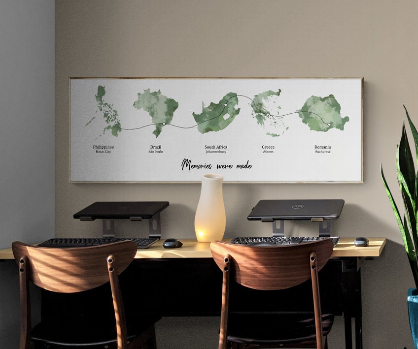 Personalised Map Print With Linked Locations | Custom Travel Adventures ...