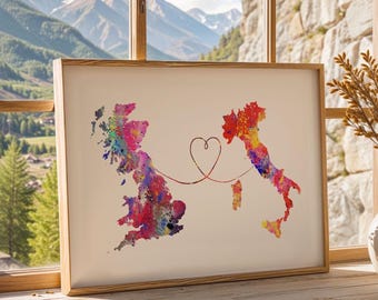 Britain to Italy - Travel poster - Watercolour print