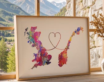 Britain to Norway - Map Print - Travel Art Posters - Available in 4 Colours