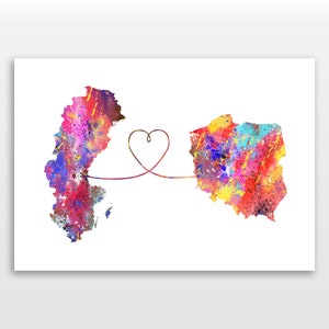 Sweden to Poland - Travel - Watercolour print