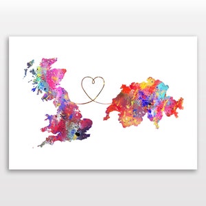 Britain to Switzerland - Reiseplakat - Aquarelldruck