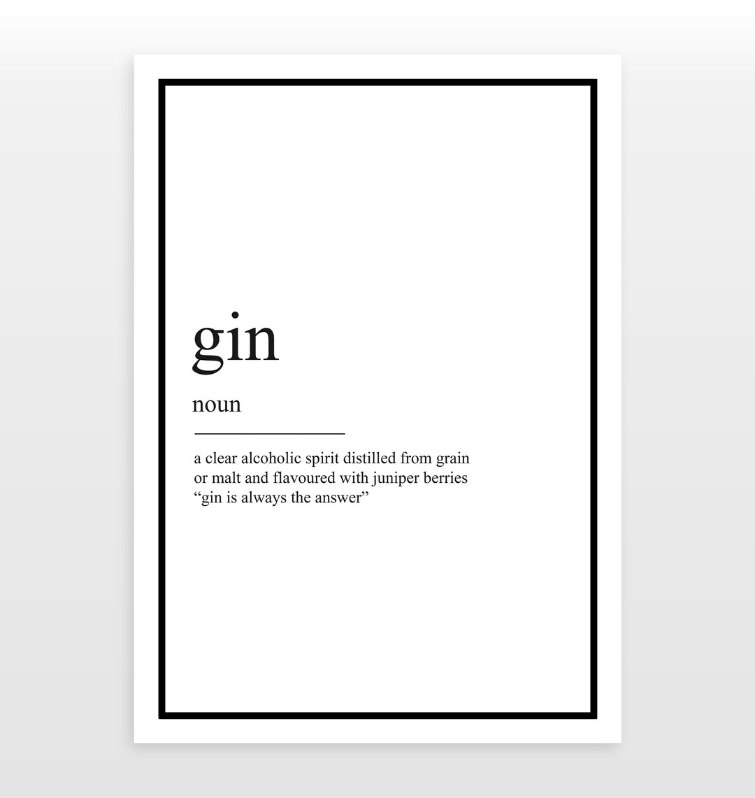 Gin Definition Print Etsy