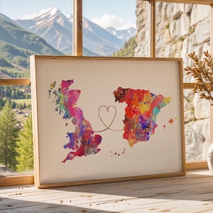 Britain to Spain - Travel poster - Watercolour print