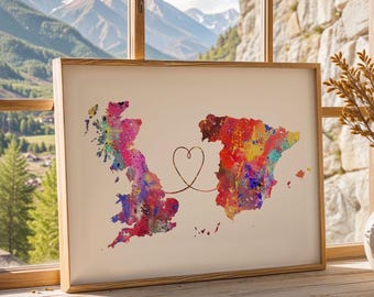 Britain to Spain - Travel poster - Watercolour print