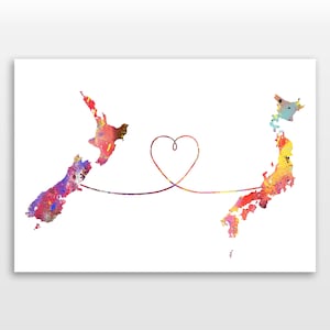 New Zealand to Japan - Travel Print Poster - 4 Available Colours