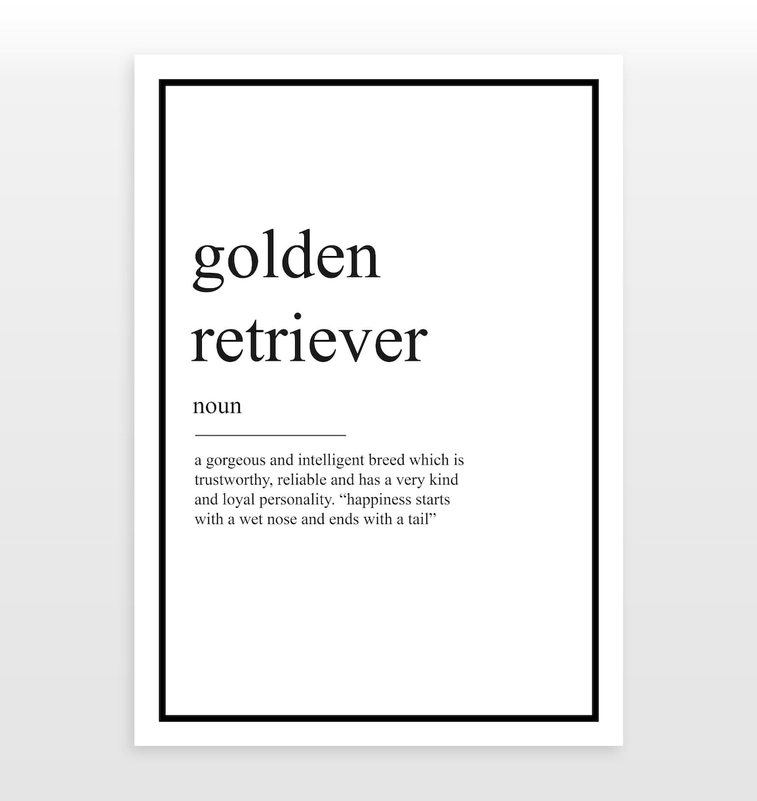 Golden Retriever, Dog Definition Print, Definition Poster, Word Meaning