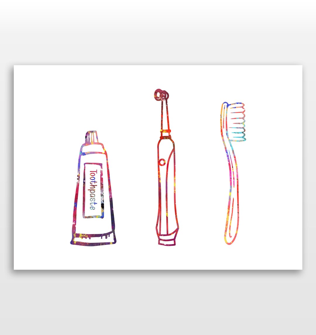 Tooth Brushing Poster - Dental Print - Watercolour Print - Etsy