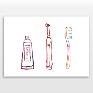 Poster Zähneputzen - Zähneputzen - Zähne - Aquarell print