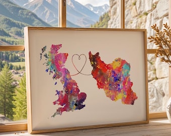 Britain to Iran - Travel poster - Watercolour print