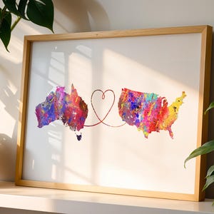 Australia to The United States of America - Travel Print Poster - 4 Available Colours