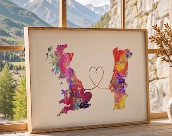 Britain to Portugal - Travel poster - Watercolour print