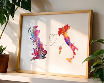 Britain to Italy - Travel poster - Watercolour print