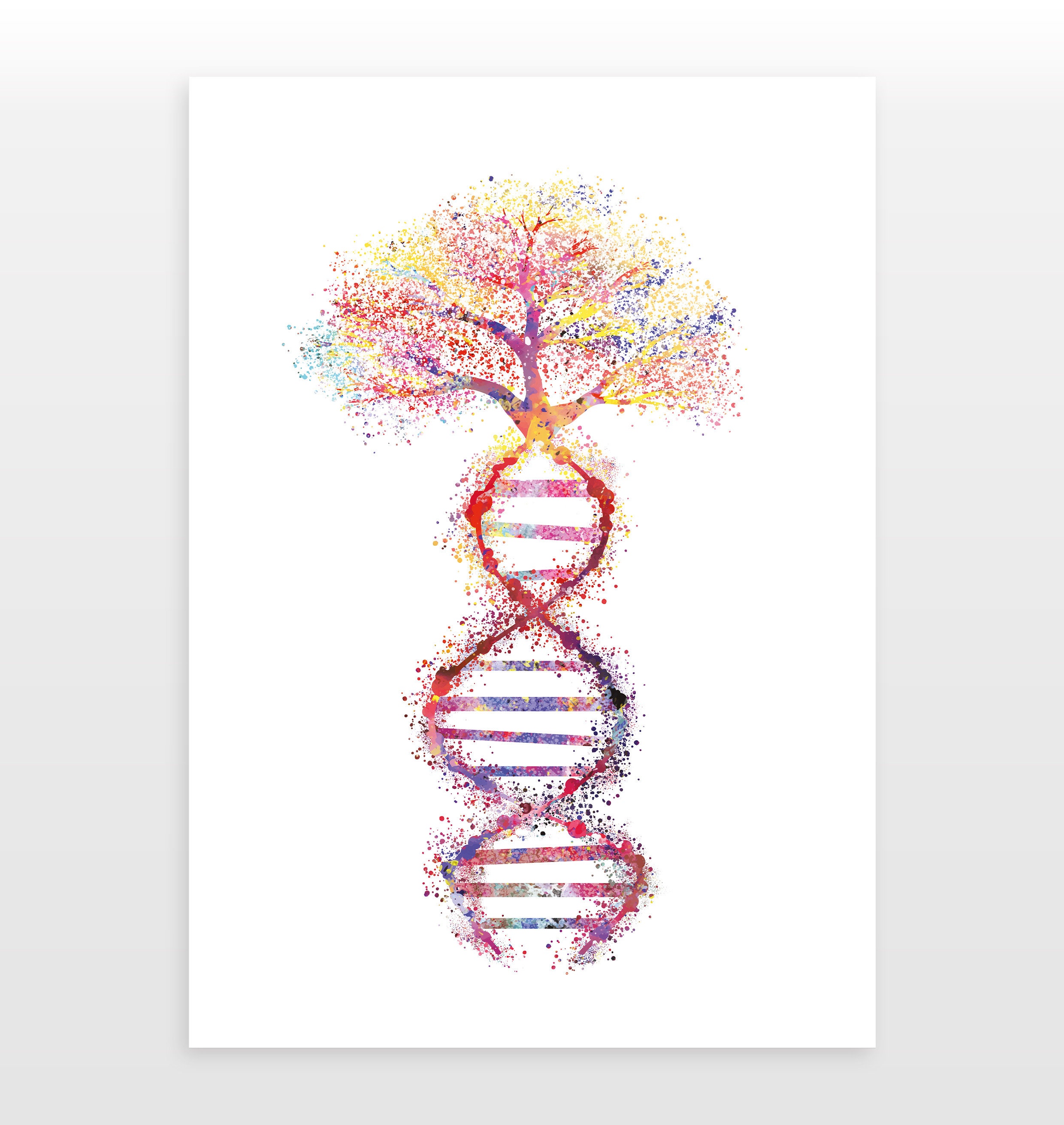 DNA Tree of Life Poster - Human Genetics Print - Watercolour Print