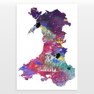 Wales - Swansea - Watercolour print