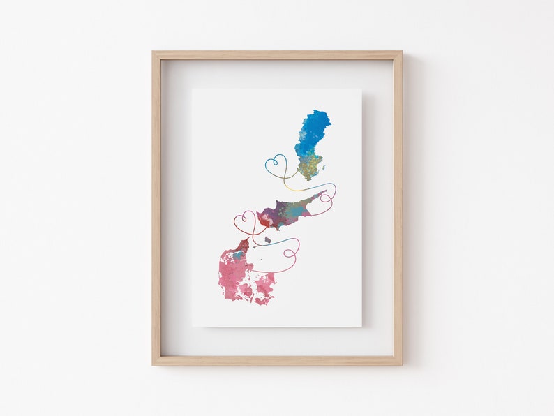 Personalised Map Print - Any Three Countries - Custom Map Art ...