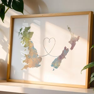 Britain to New Zealand - Travel poster - Watercolour print