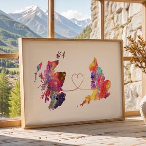 Scotland to England - Travel poster - Watercolour print