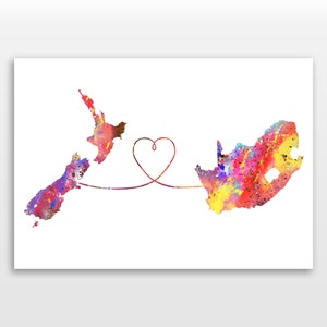 New Zealand to South Africa - Travel Print Poster - 4 Available Colours