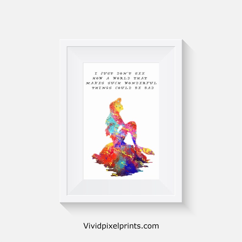 the little mermaid ariel quote watercolour print etsy