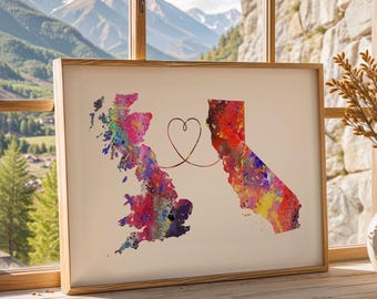 Britain to California - Travel - Watercolour print