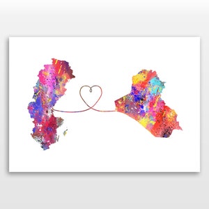 Sweden to Iraq - Travel - Watercolour print