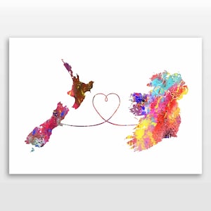 New Zealand to Ireland - Travel Print Poster - 4 Available Colours