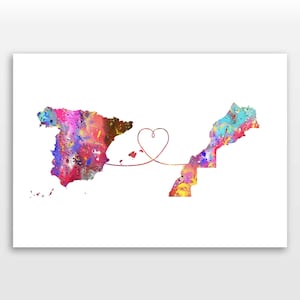 Spain to Chile - Travel poster - Watercolour print