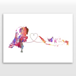 The Netherlands to Indonesia - Travel - Watercolour print