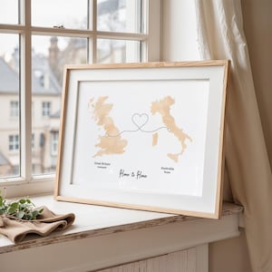 Personalised Map Print with linked locations | Custom Travel Adventures Map Print | Personalised Travel Art for Couples | long distance love 3. Champagne