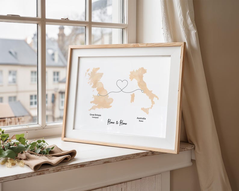 Personalised Map Print with linked locations | Custom Travel Adventures Map Print | Personalised Travel Art for Couples | long distance love 3. Champagne