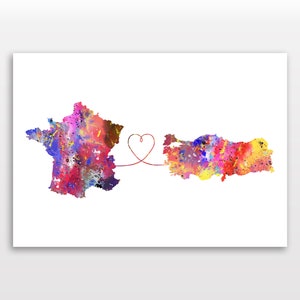 フランスからトルコへ - 旅行ポスター - 水彩画