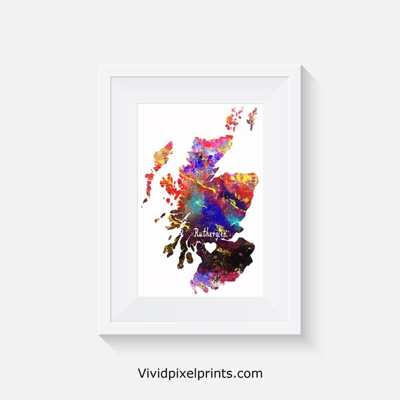 Scotland Rutherglen watercolor home gift wall art poster print picture