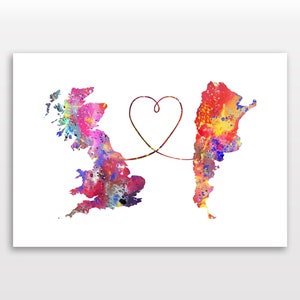 Grã-Bretanha para Argentina - Cartaz de viagem - Impressão em aquarela