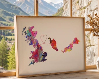 Britain to Malaysia - Travel poster - Watercolour print